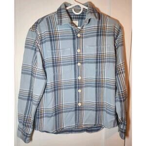 American Eagle Shirt XS Blue Plaid Flannel‎ Relaxed Fit Button-down